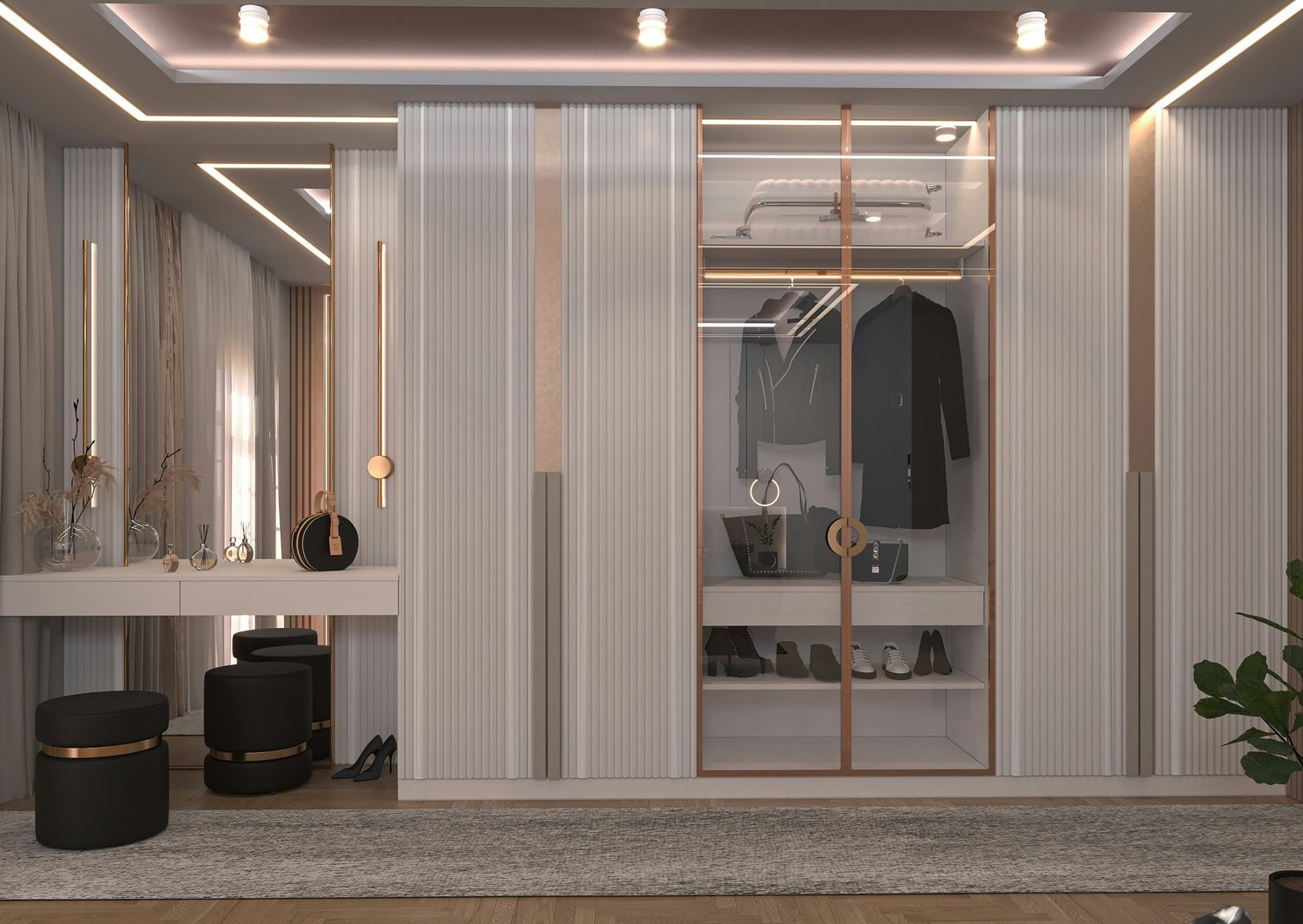 A Vaishali Dressing Room &mdash; custom wardrobe and vanity area
